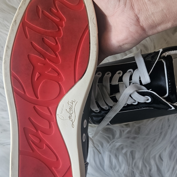 Christian Louboutin Black and White Sneakers with Glossy Finish - Picture 10 of 16